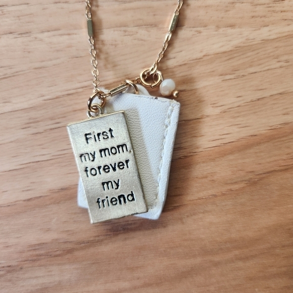 riah fashion Jewelry - FIRST MY MOM FOREVER MY FRIEND LONG NECKLACE - NEW IN PACKAGE - GOLD TONE